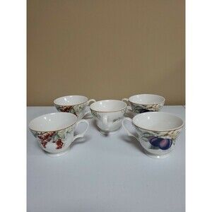 VTG Charter Club Casuals Summer Grove Fruits Set of 5 Coffee Mugs Tea Cups 1997